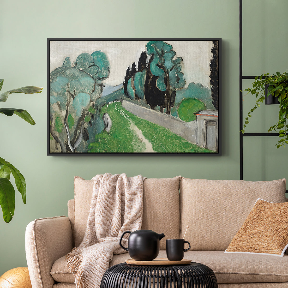 Landscape with Cypresses and Olive Trees near Nice, c. 1918 - Floater Framed Canvas Print