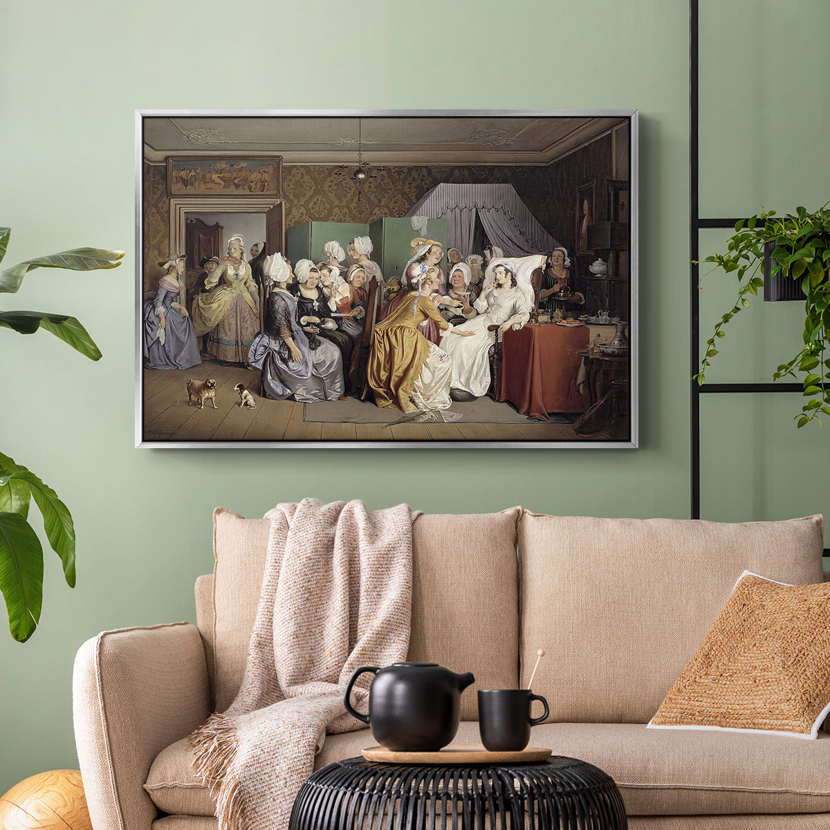 The Maternity Room (Scene from "Barselstuen"), 1845 - Floater Framed Canvas Print