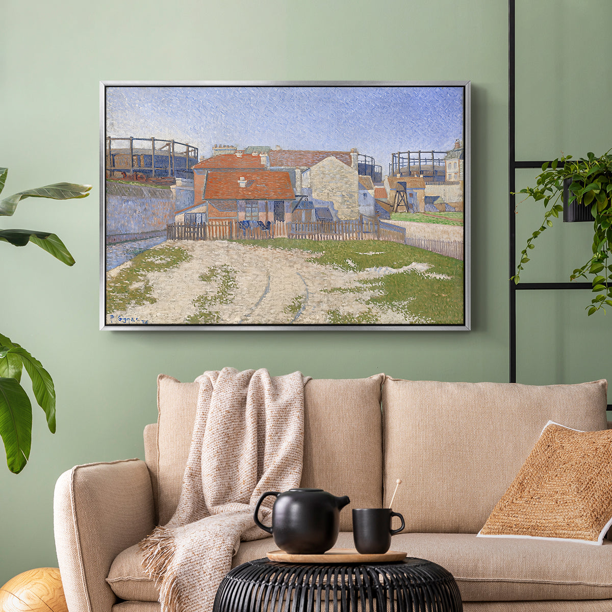 Gasometers at Clichy, 1886 - Floater Framed Canvas Print