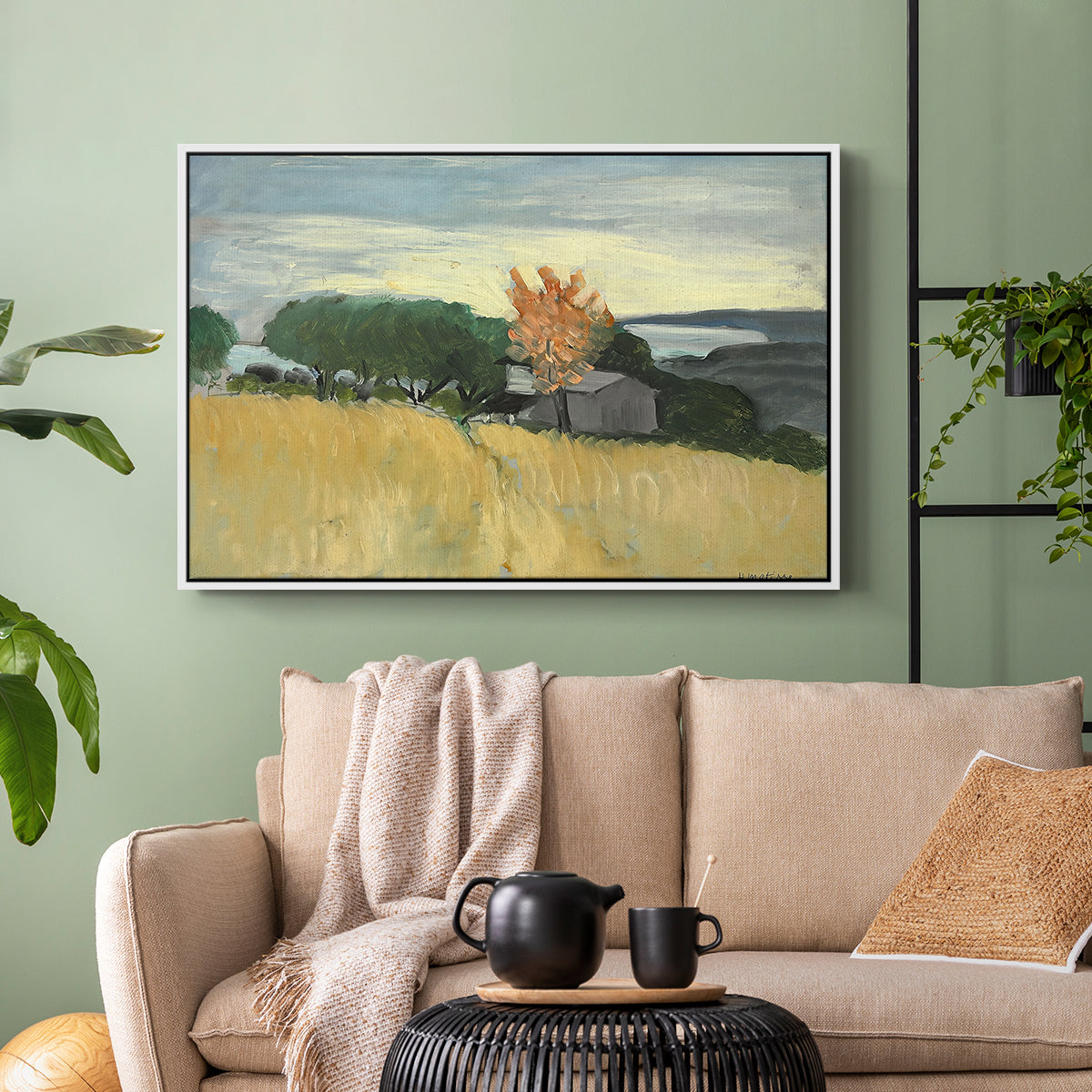 Fields of Wheat in Cagnes, 1918 - Floater Framed Canvas Print