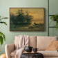 Wallowing Deer on the Shore of a Mountain Lake, c. 1850 - Floater Framed Canvas Print