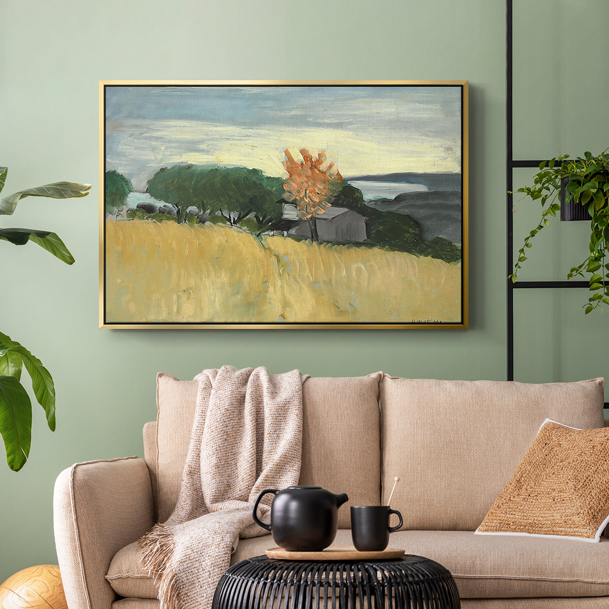 Fields of Wheat in Cagnes, 1918 - Floater Framed Canvas Print
