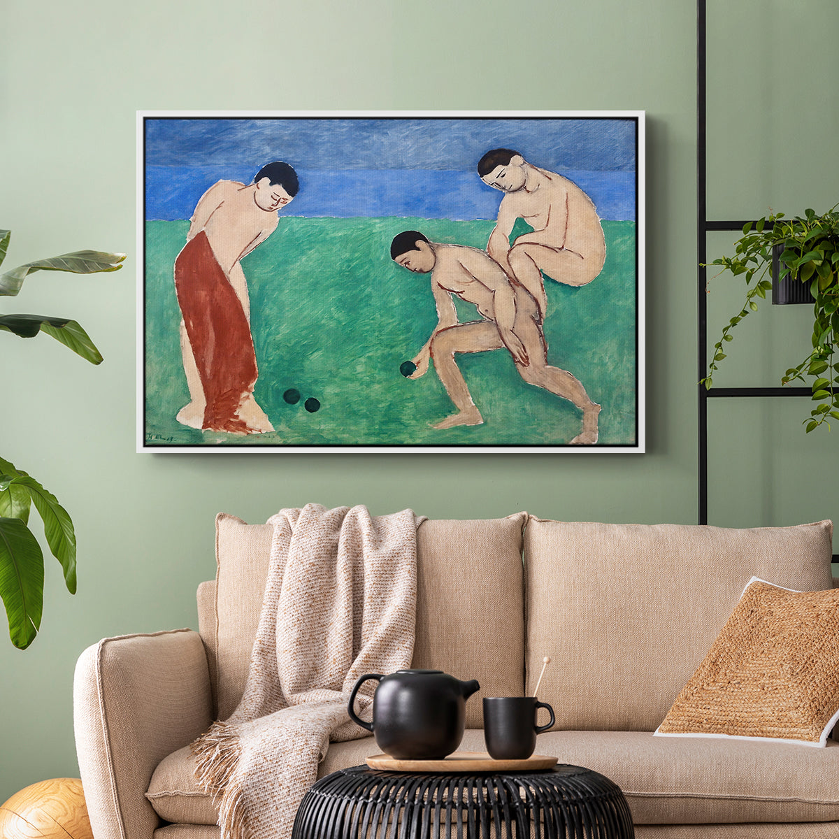 Game of Bowls, 1908 - Floater Framed Canvas Print