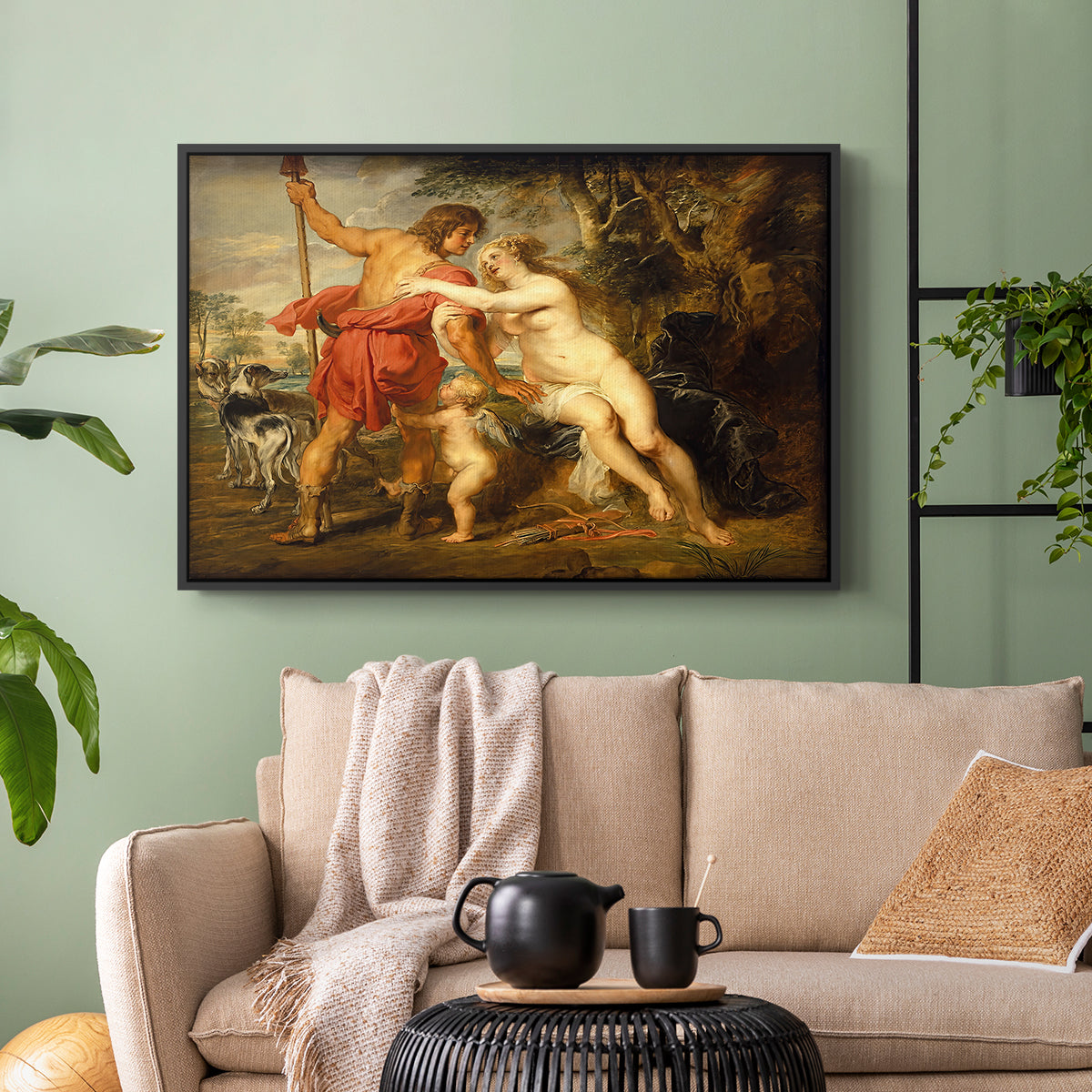 Venus and Adonis, c. 1635 - Floater Framed Canvas Print