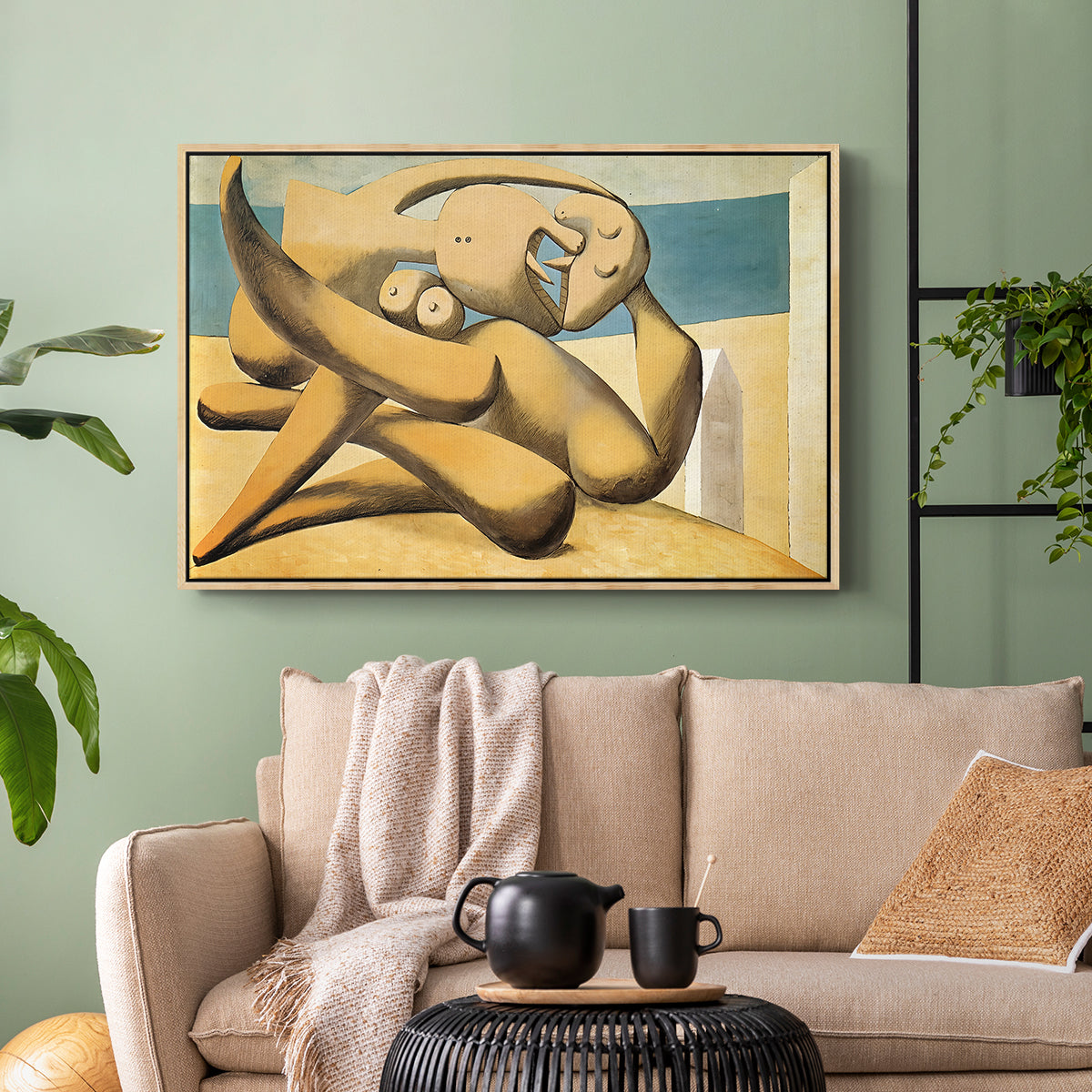 Figures at the Seaside (The Kiss), 1931 - Floater Framed Canvas Print