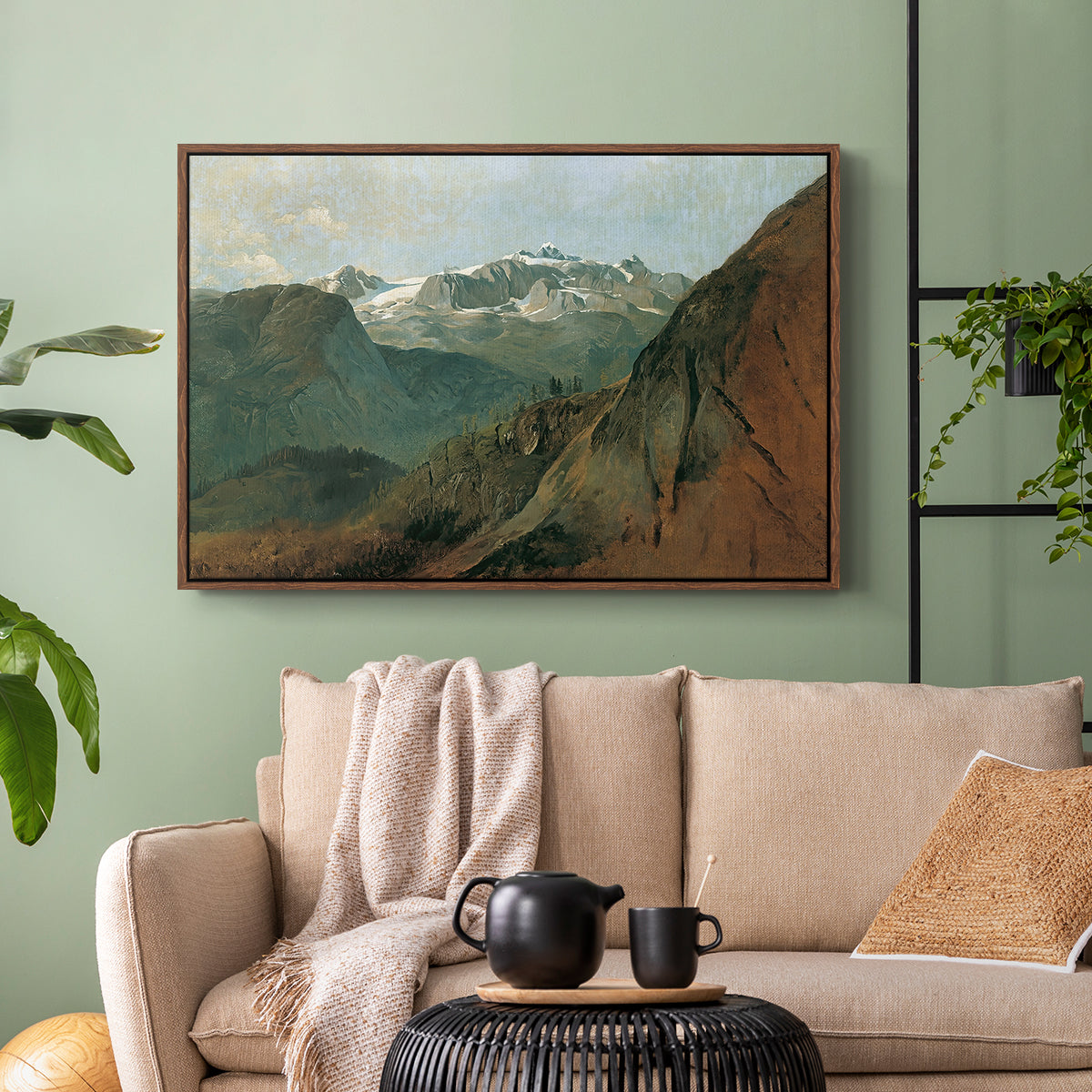 The Dachstein from the Plassen near Hallstatt, 1827 - Floater Framed Canvas Print
