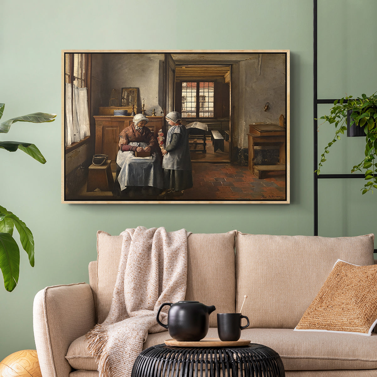 Grandmother's Feast, 1873 - Floater Framed Canvas Print