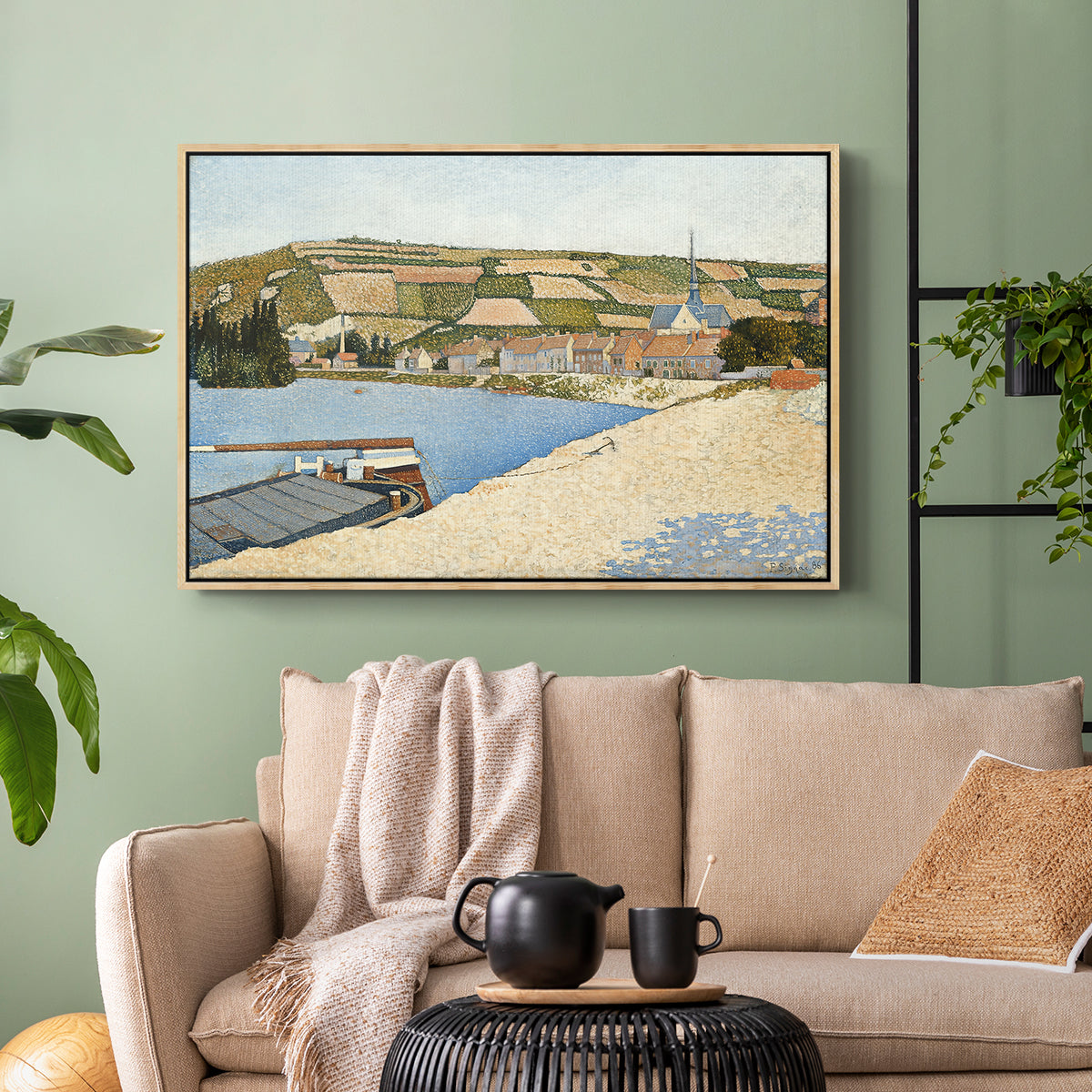 The Riverbank, Les Andelys, 1886 - Floater Framed Canvas Print