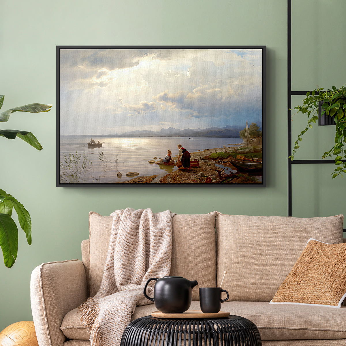 On the Banks of the Chiemsee, 1871 - Floater Framed Canvas Print