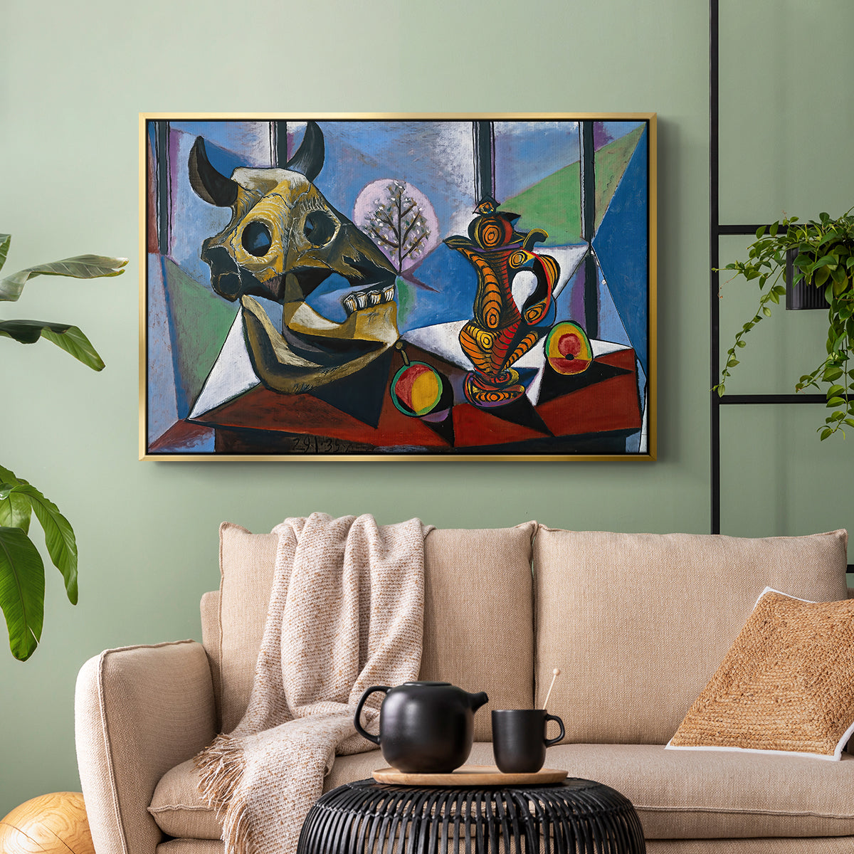 Still Life with Bull's Skull, 1939 - Floater Framed Canvas Print