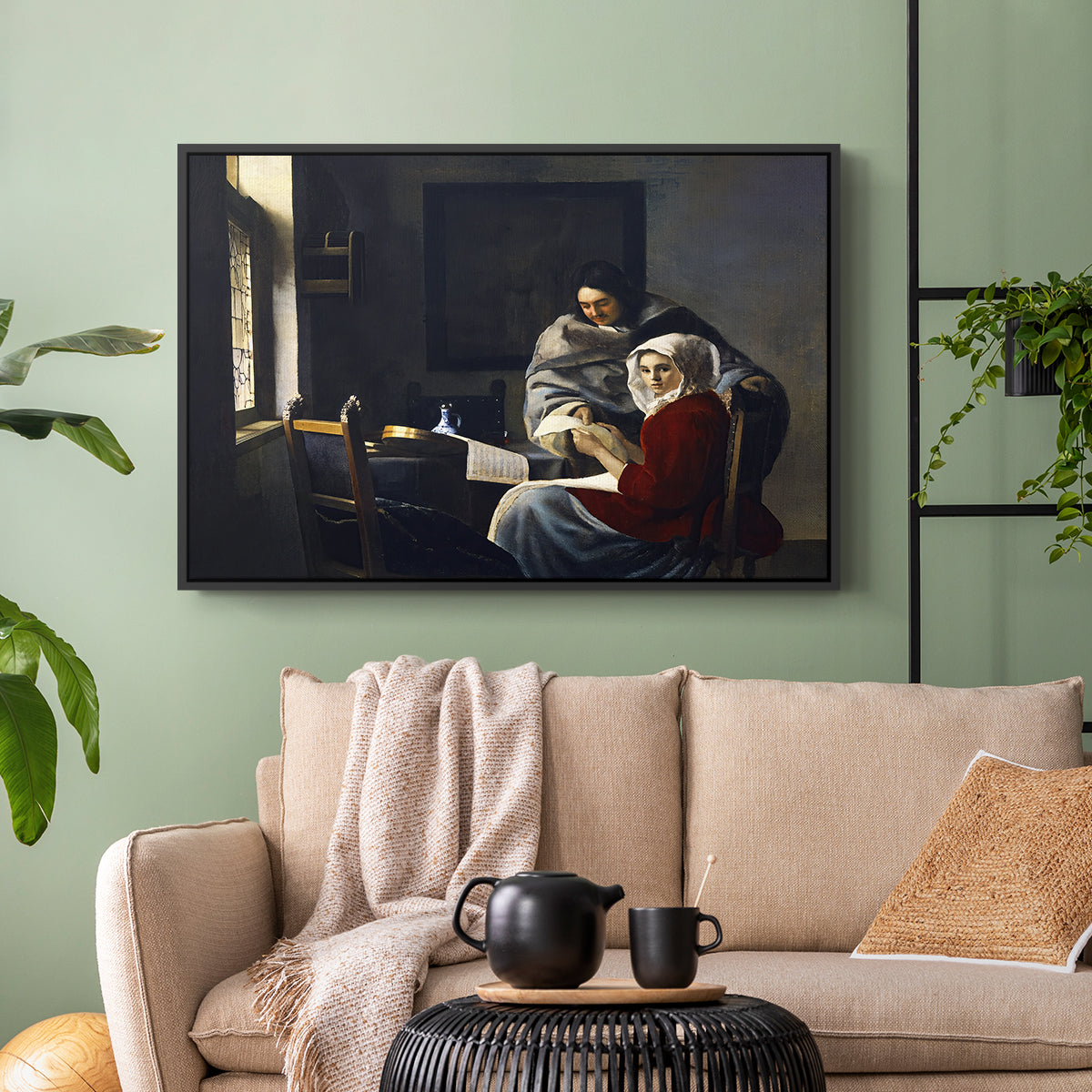 Girl Interrupted at Her Music, c. 1658-1659 - Floater Framed Canvas Print
