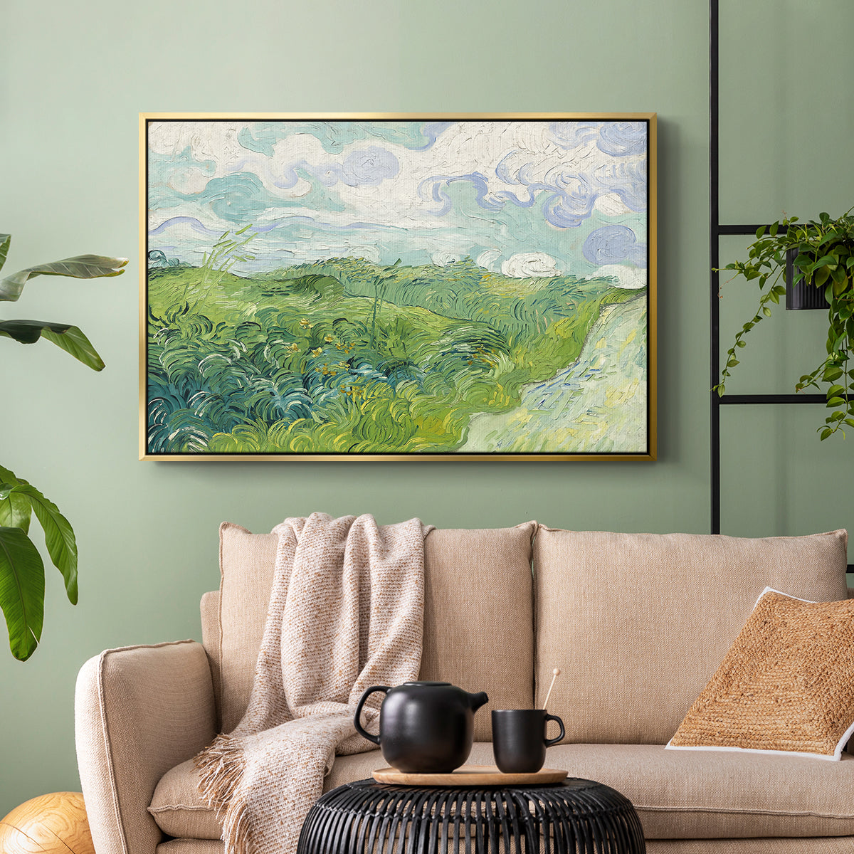 Green Wheat Field, Auvers, 1890 - Floater Framed Canvas Print