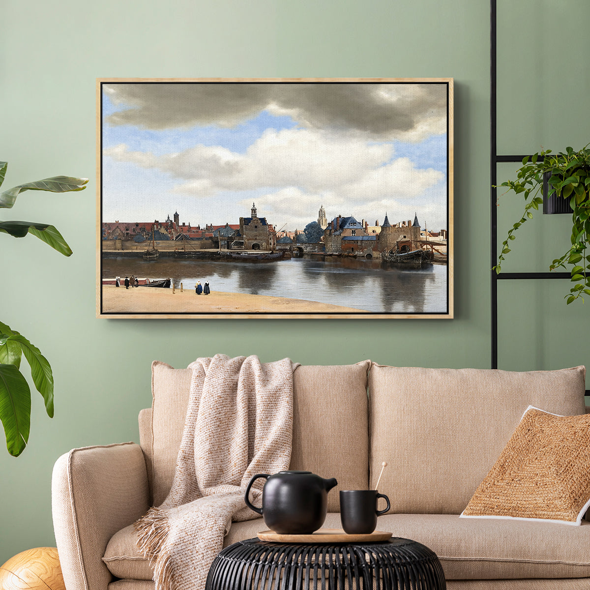 View of Delft, c. 1660-1661 - Floater Framed Canvas Print
