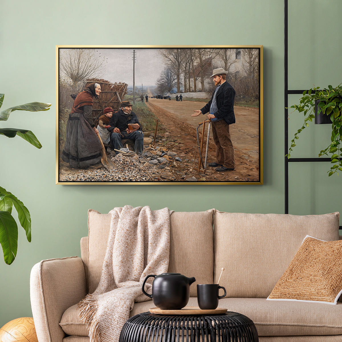People by a Road, 1893 - Floater Framed Canvas Print