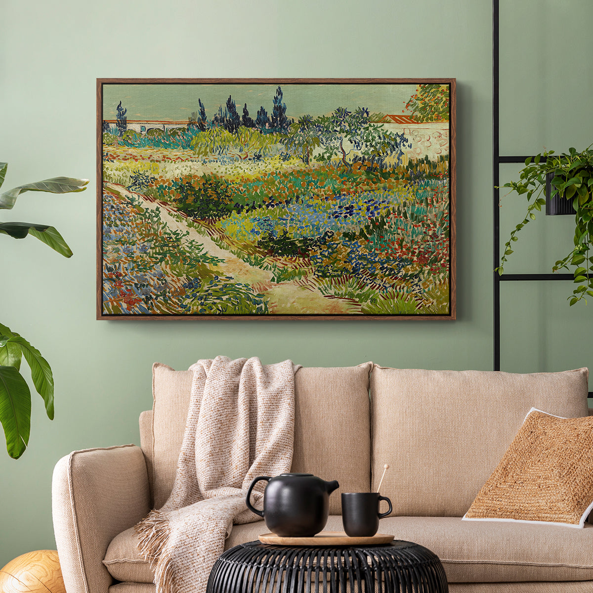 Garden at Arles, 1888 - Floater Framed Canvas Print