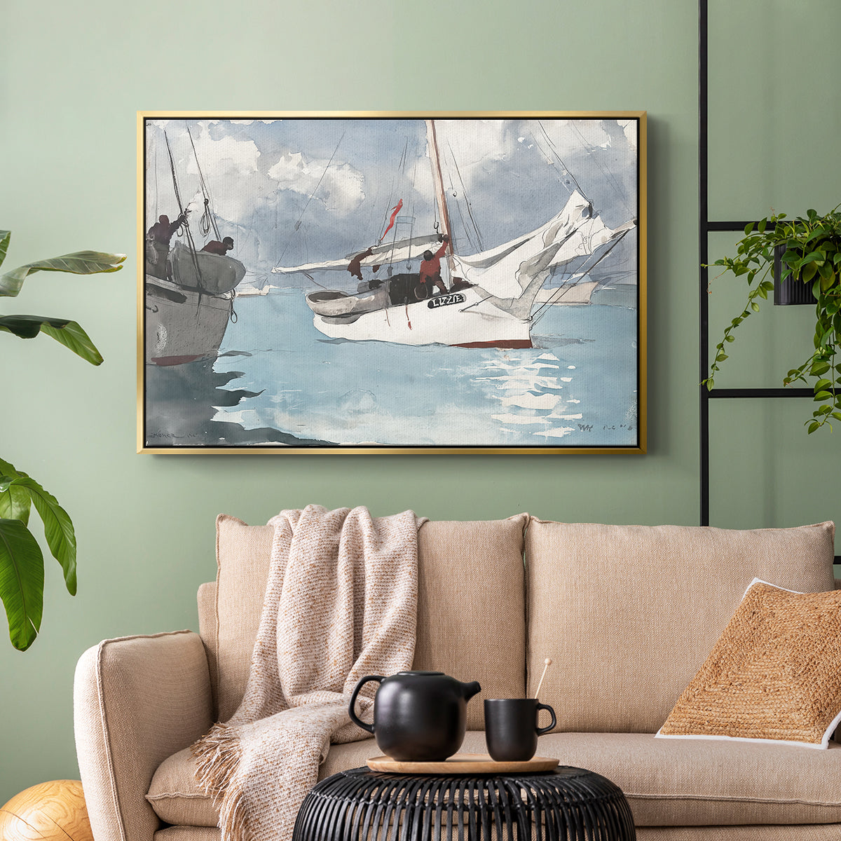Fishing Boats, Key West, 1903 - Floater Framed Canvas Print