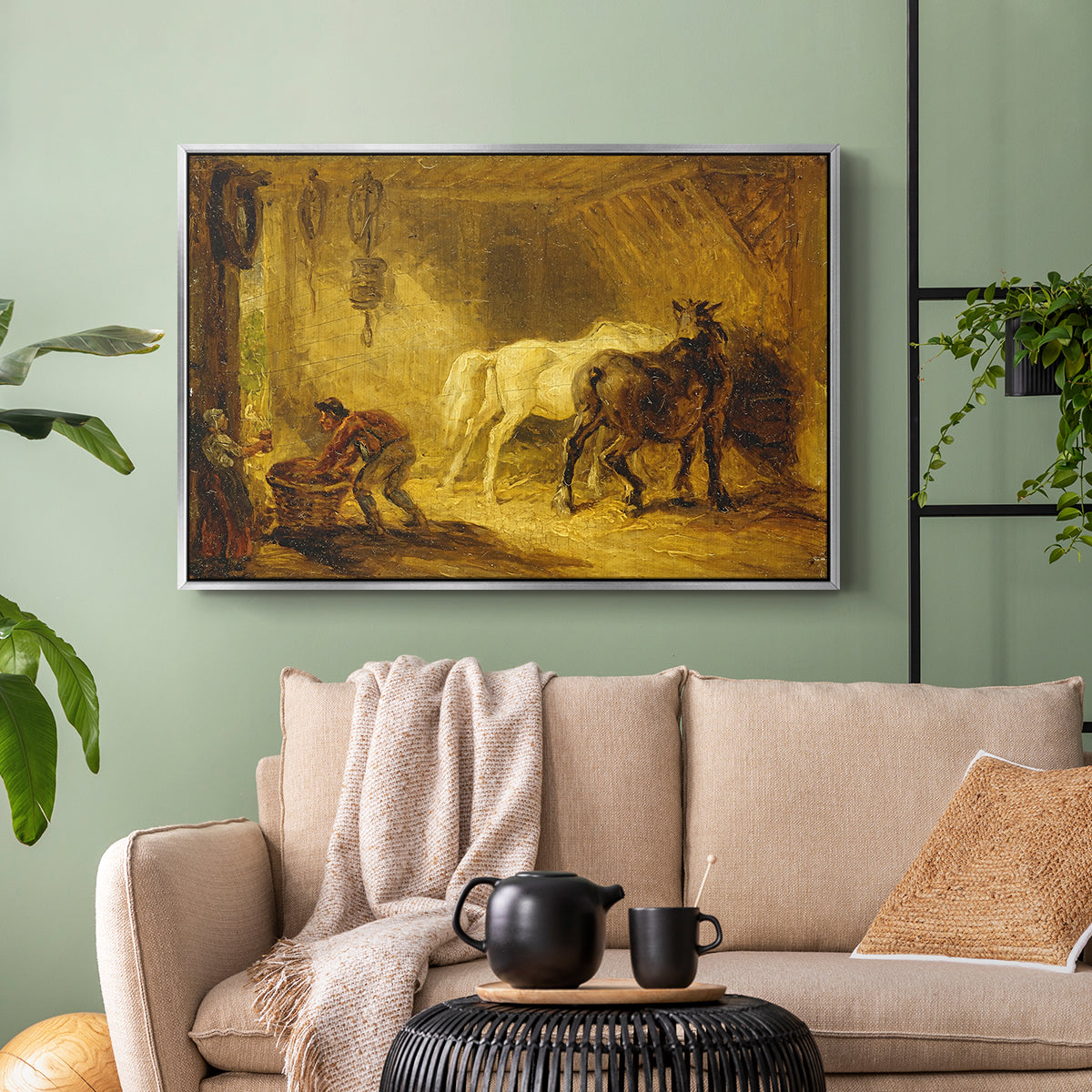 Heath Ewe and Lambs, 1810 - Floater Framed Canvas Print