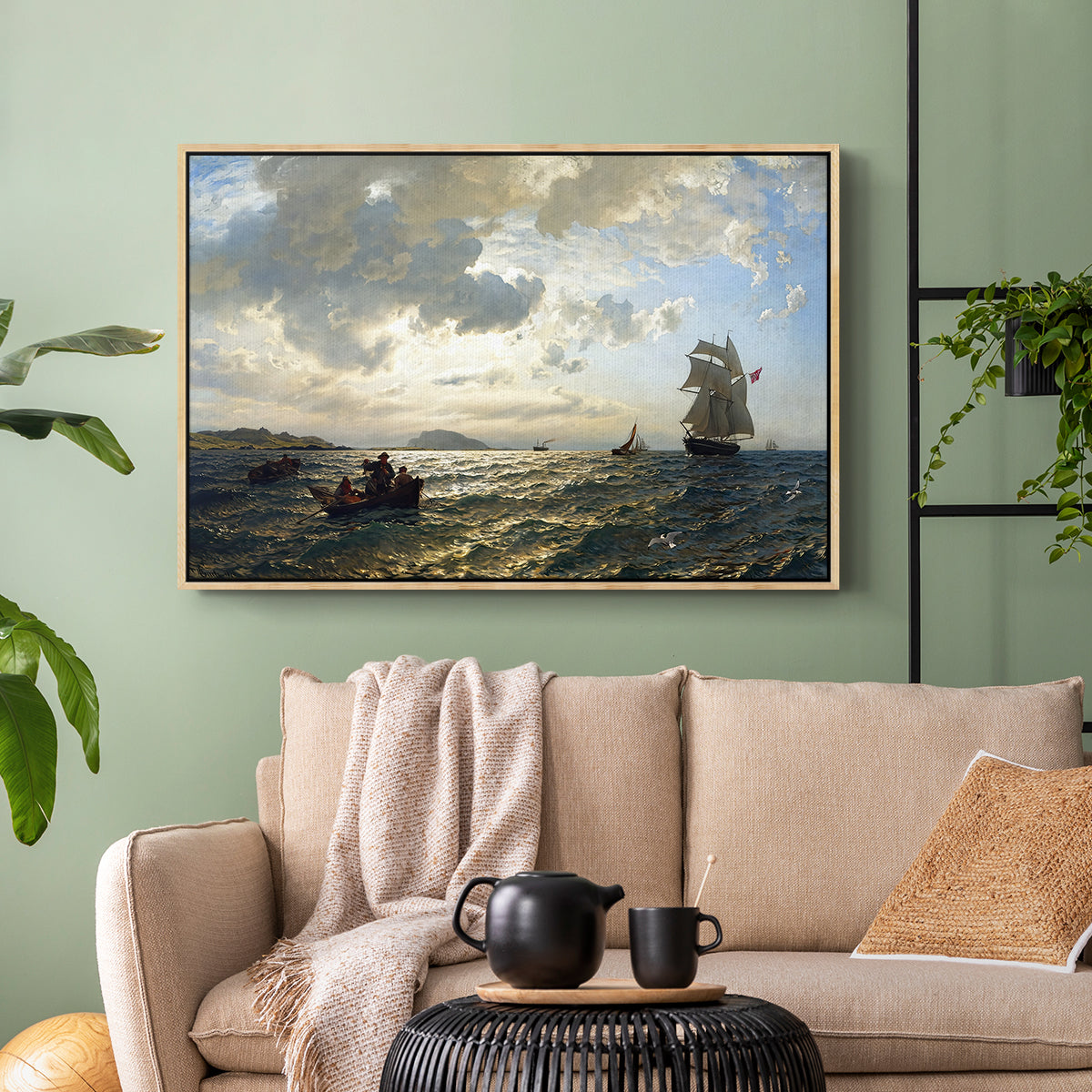 Fresh Breeze on the Norwegian Coast, 1876 - Floater Framed Canvas Print