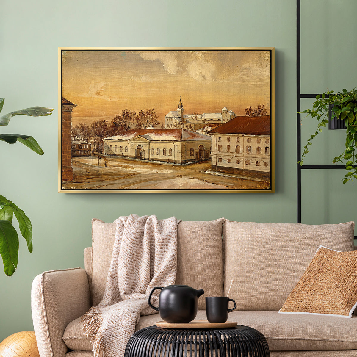 The Riding School at Akershus Castle, 1846 - Floater Framed Canvas Print