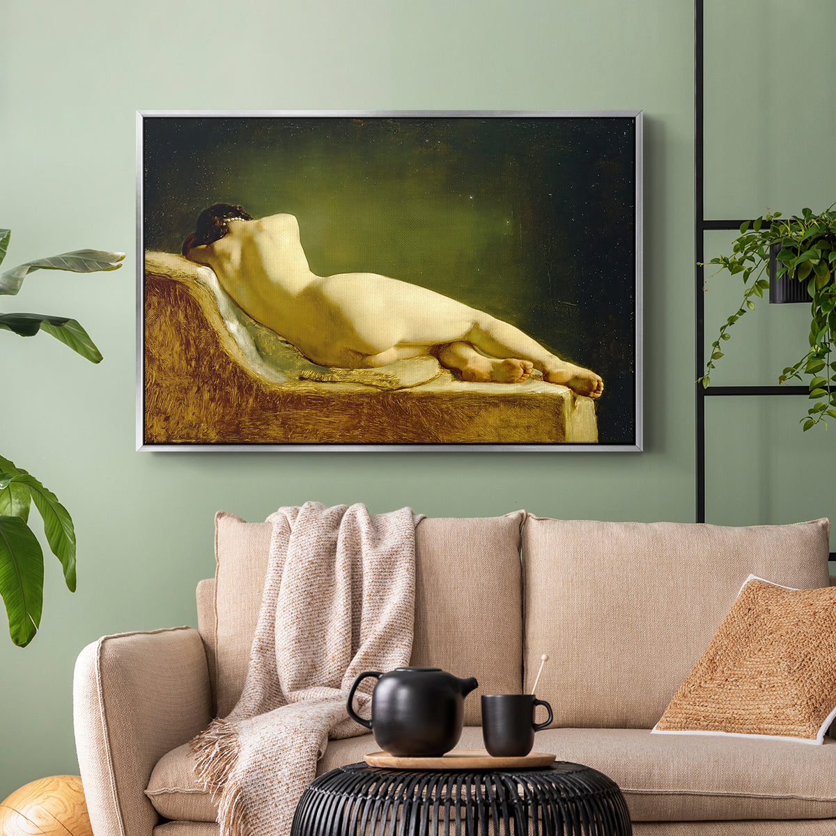 Reclining Nude (Liggende model), 1833 - Floater Framed Canvas Print