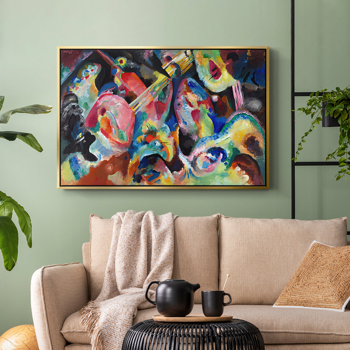 Improvisation. Deluge, 1913 - Floater Framed Canvas Print