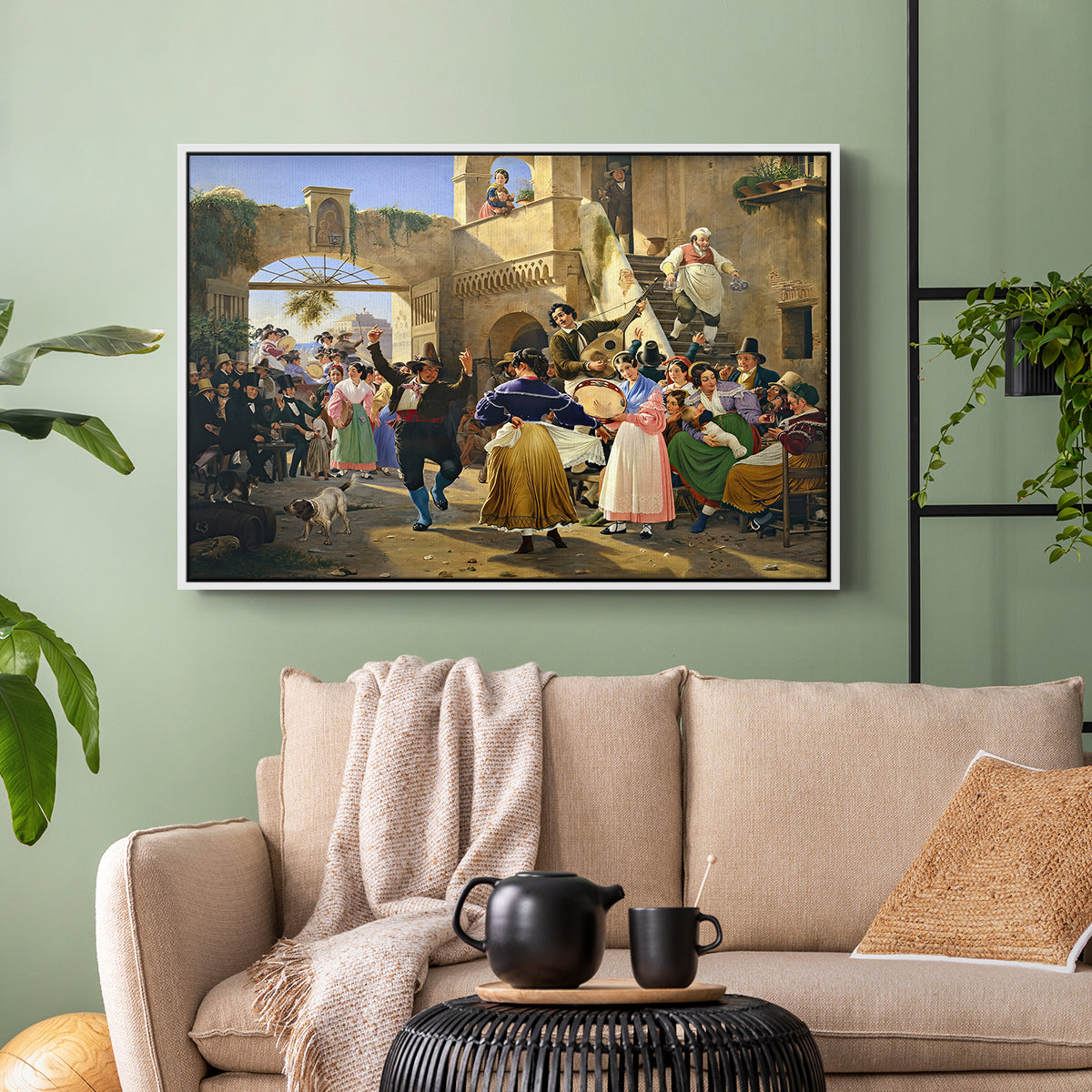 Romans Gathered for Merriment at an Osteria, 1839 - Floater Framed Canvas Print