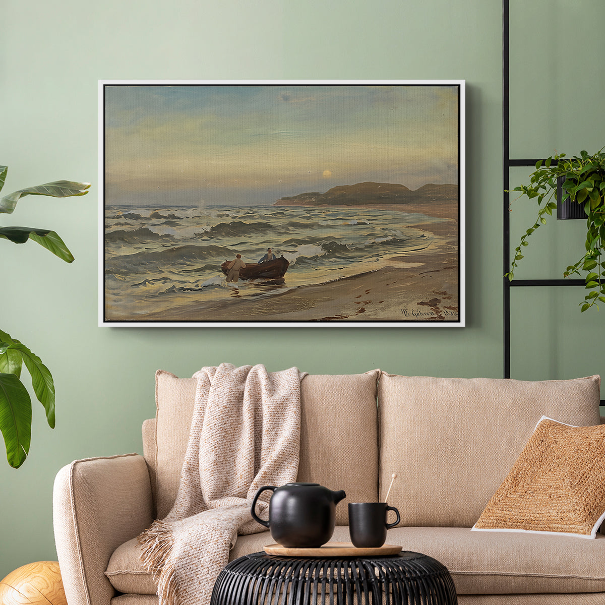 Storm at Rügen, 1882 - Floater Framed Canvas Print
