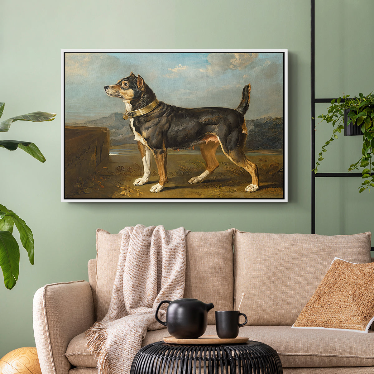 A Terrier in a Landscape, c. 1811 - Floater Framed Canvas Print