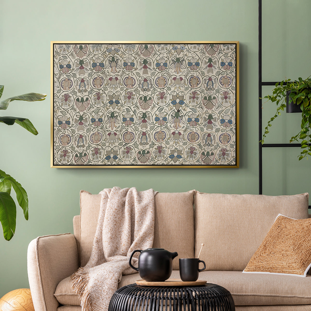 Long Cushion Cover (Printed Textile), c. 1600 - Floater Framed Canvas Print