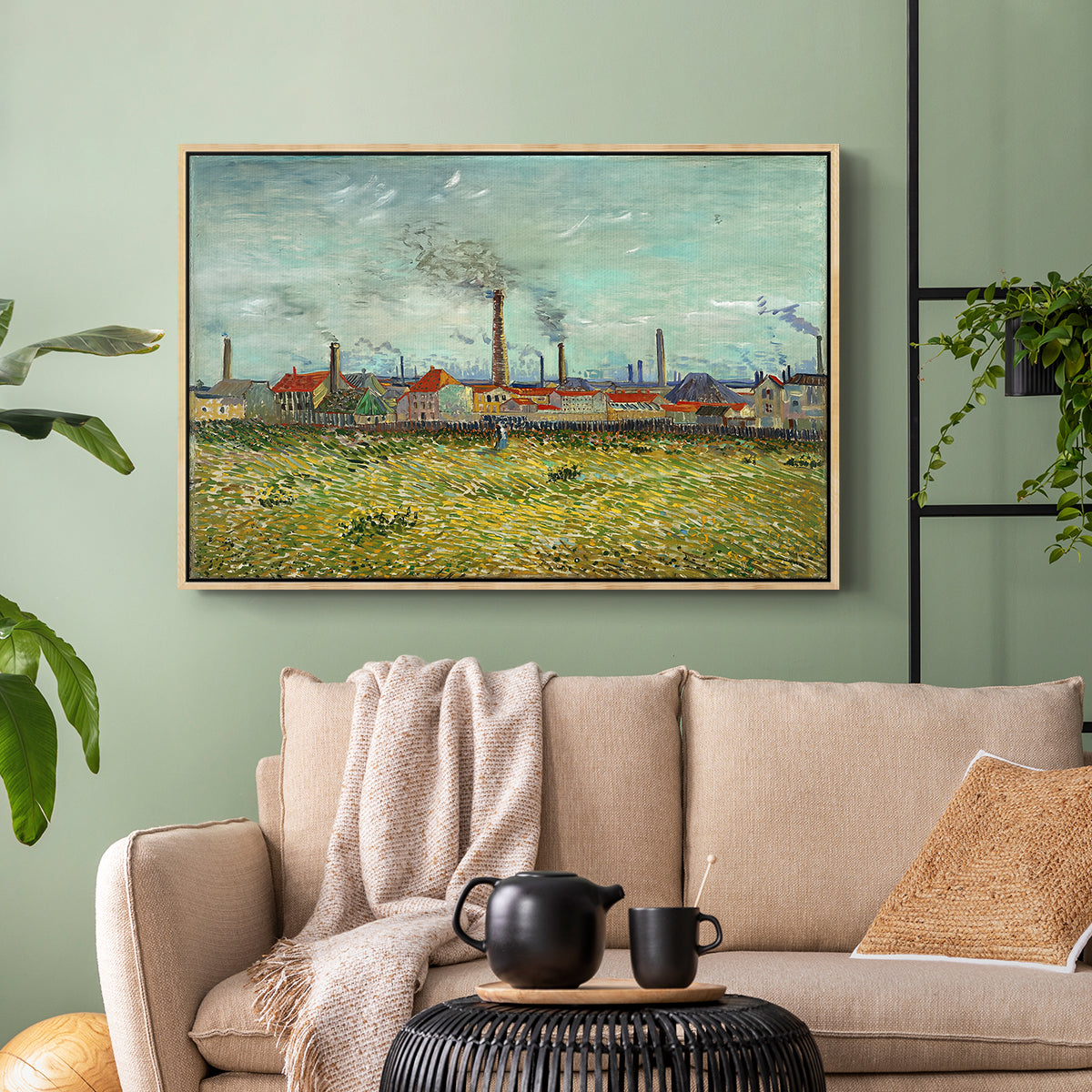Factories at Clichy, 1887 - Floater Framed Canvas Print