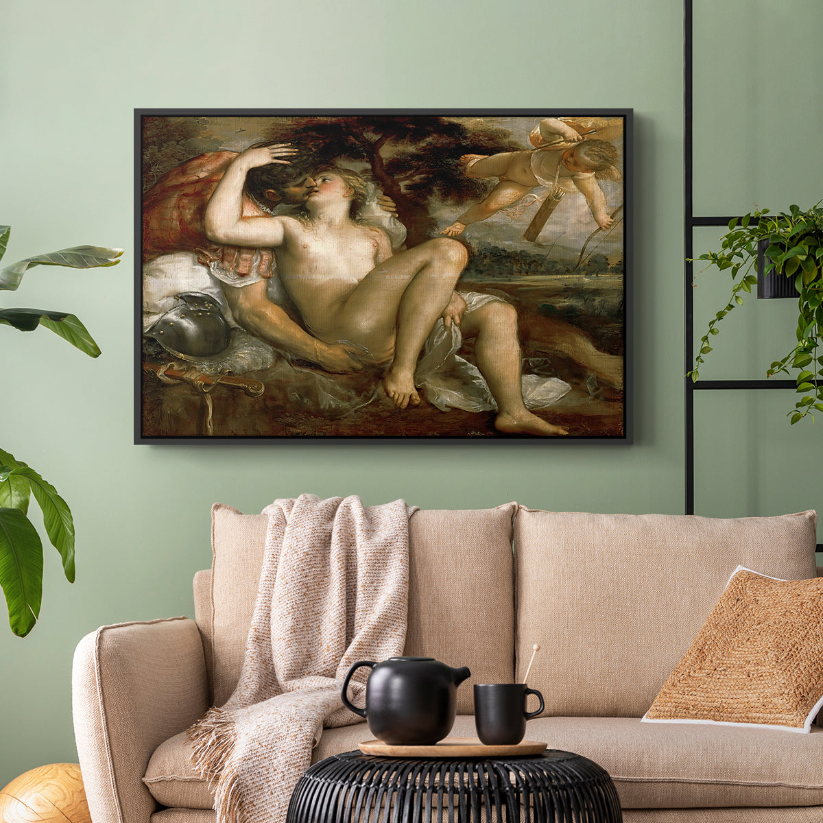 Mars, Venus and Cupid, c. 1530 - Floater Framed Canvas Print