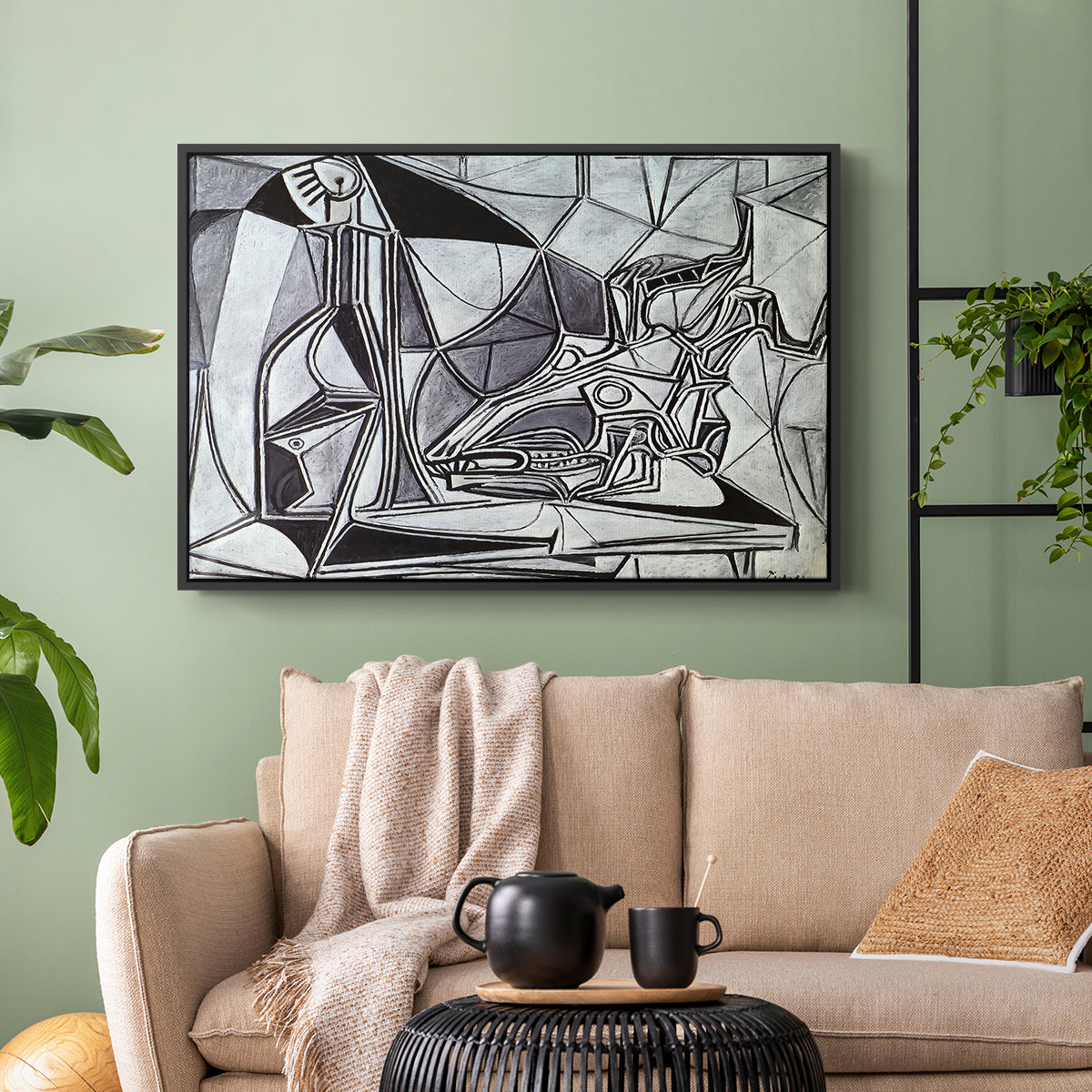 Goat's Skull, Bottle and Candle, 1952 - Floater Framed Canvas Print