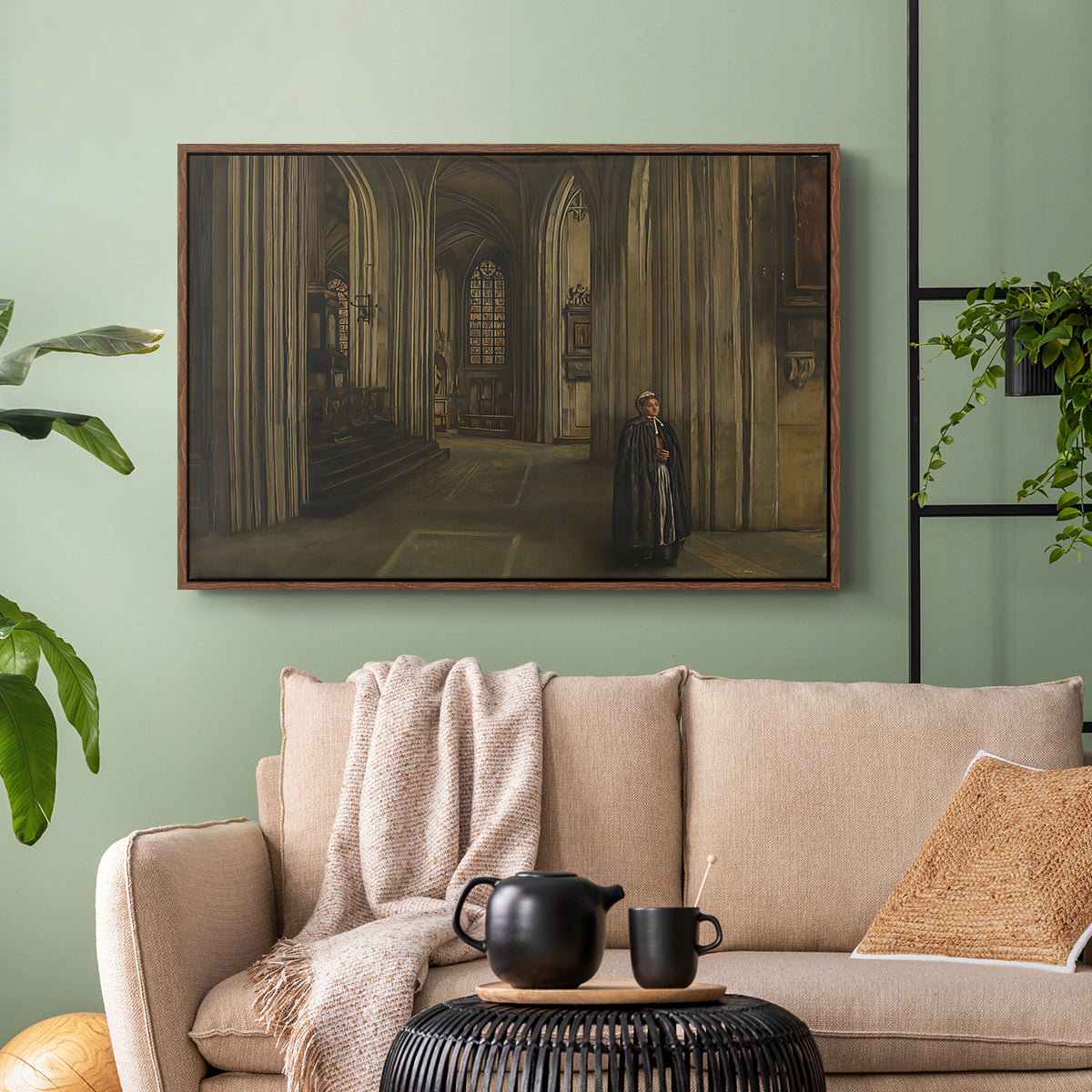Interior of a Church, 1871 - Floater Framed Canvas Print