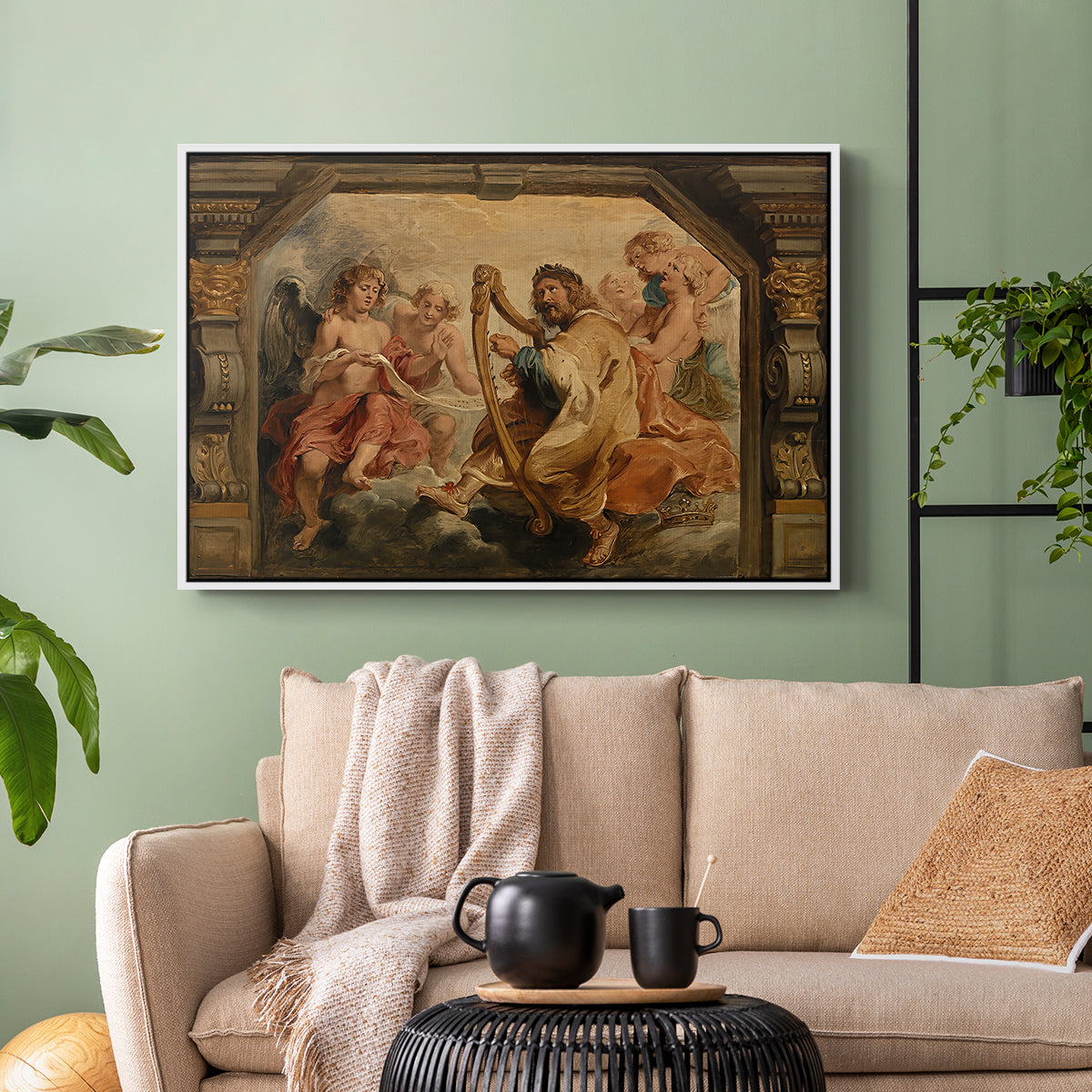 King David Playing the Harp, c. 1627-1628 - Floater Framed Canvas Print