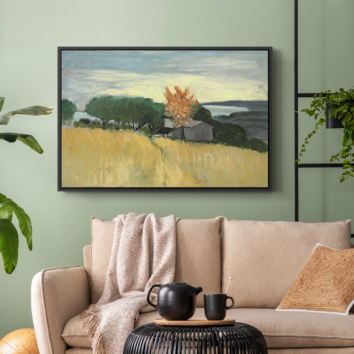Fields of Wheat in Cagnes, 1918 - Floater Framed Canvas Print