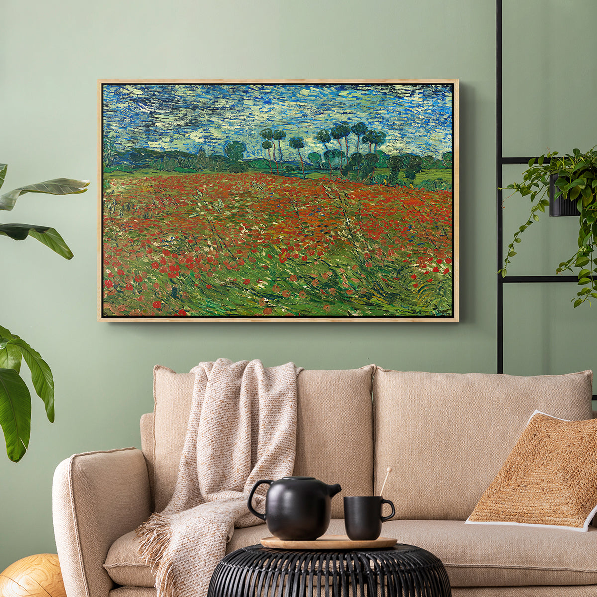 Field with Poppies, 1889 - Floater Framed Canvas Print