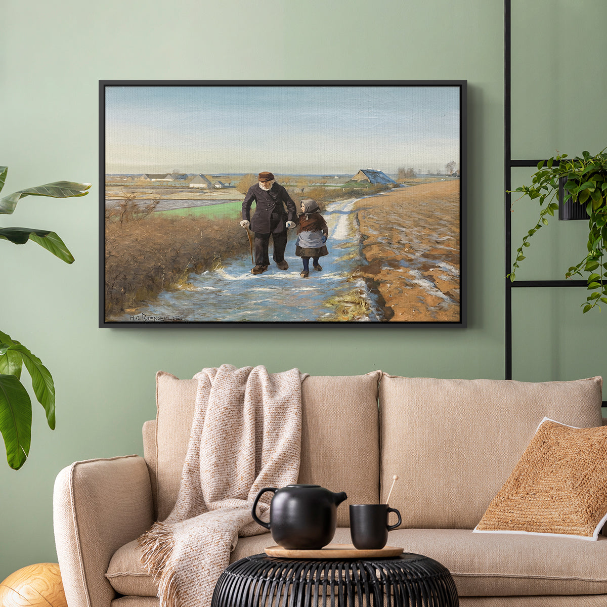 The Old Man and the Child, 1888 - Floater Framed Canvas Print