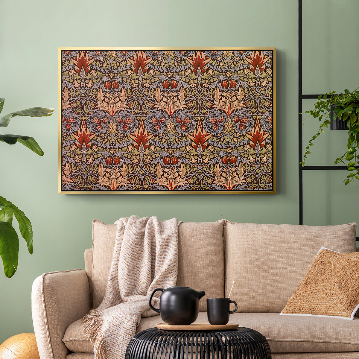 Snakeshead - Red/Cumin, c. 1876 - Floater Framed Canvas Print