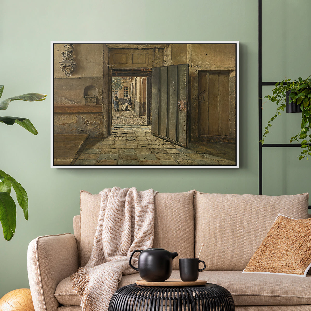 The Conversation, 1884 - Floater Framed Canvas Print