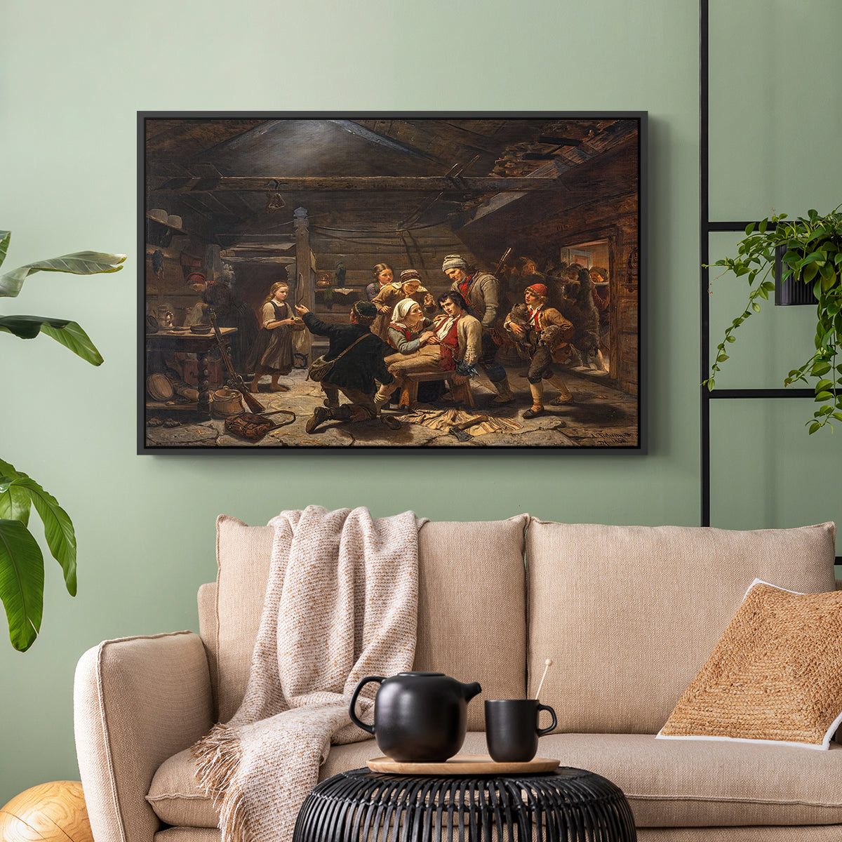 The Return of the Bear Hunter, 1856 - Floater Framed Canvas Print