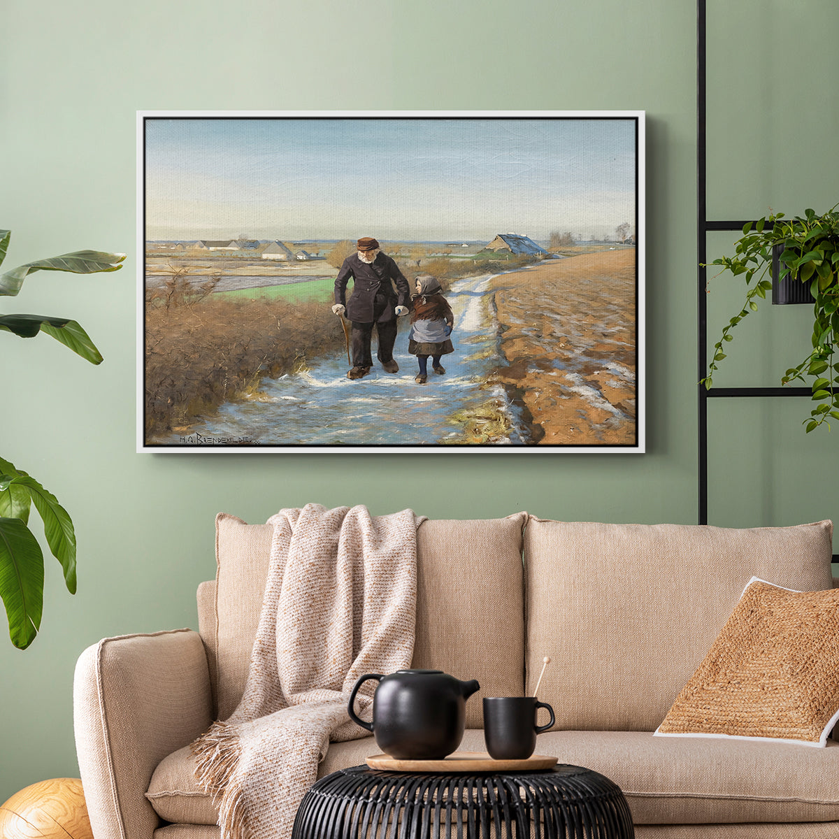 The Old Man and the Child, 1888 - Floater Framed Canvas Print