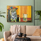 Woman Yelling at a Cat Meme (Picasso Parody) - Floater Framed Canvas Print