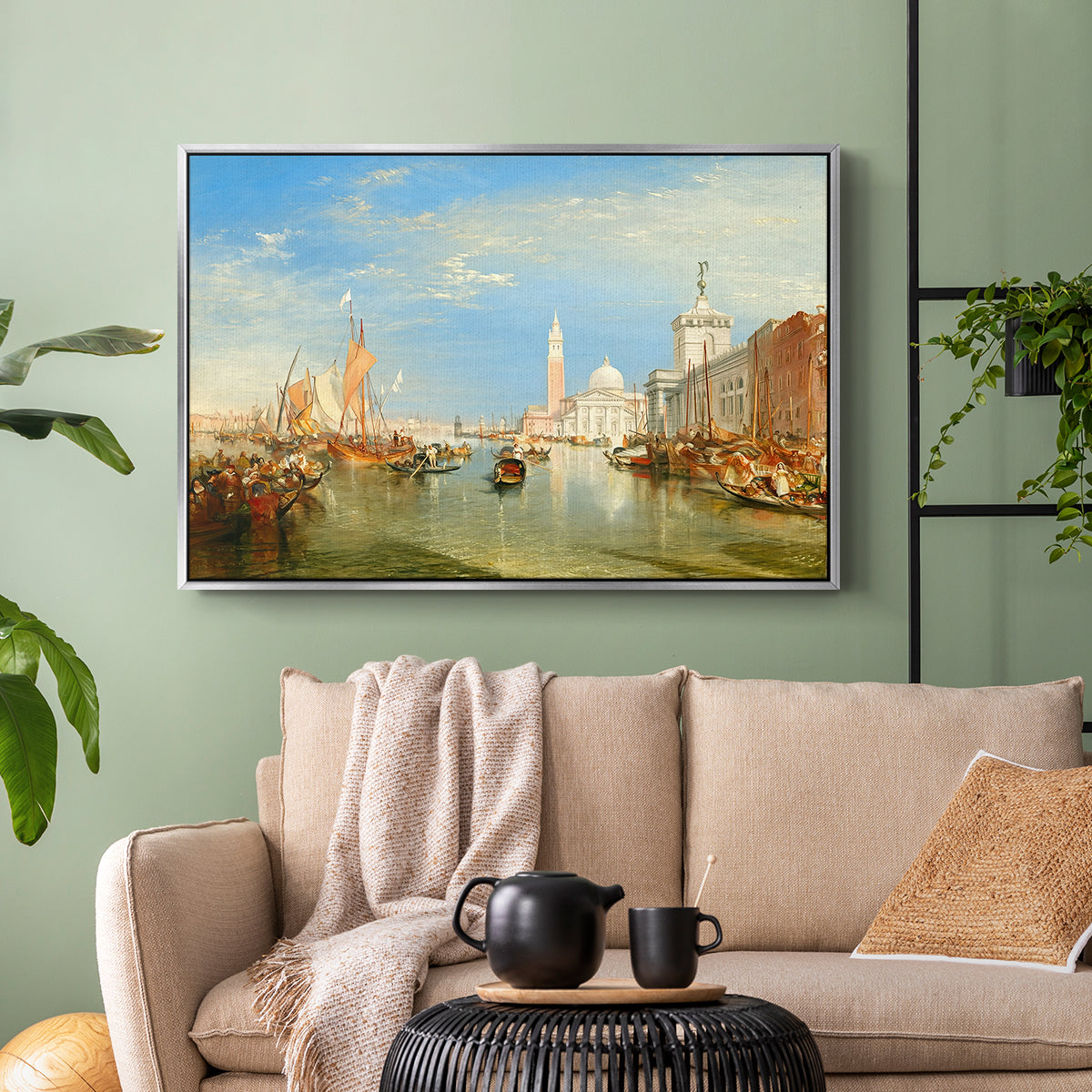 Venice: The Dogana and San Giorgio Maggiore, 1834 - Floater Framed Canvas Print
