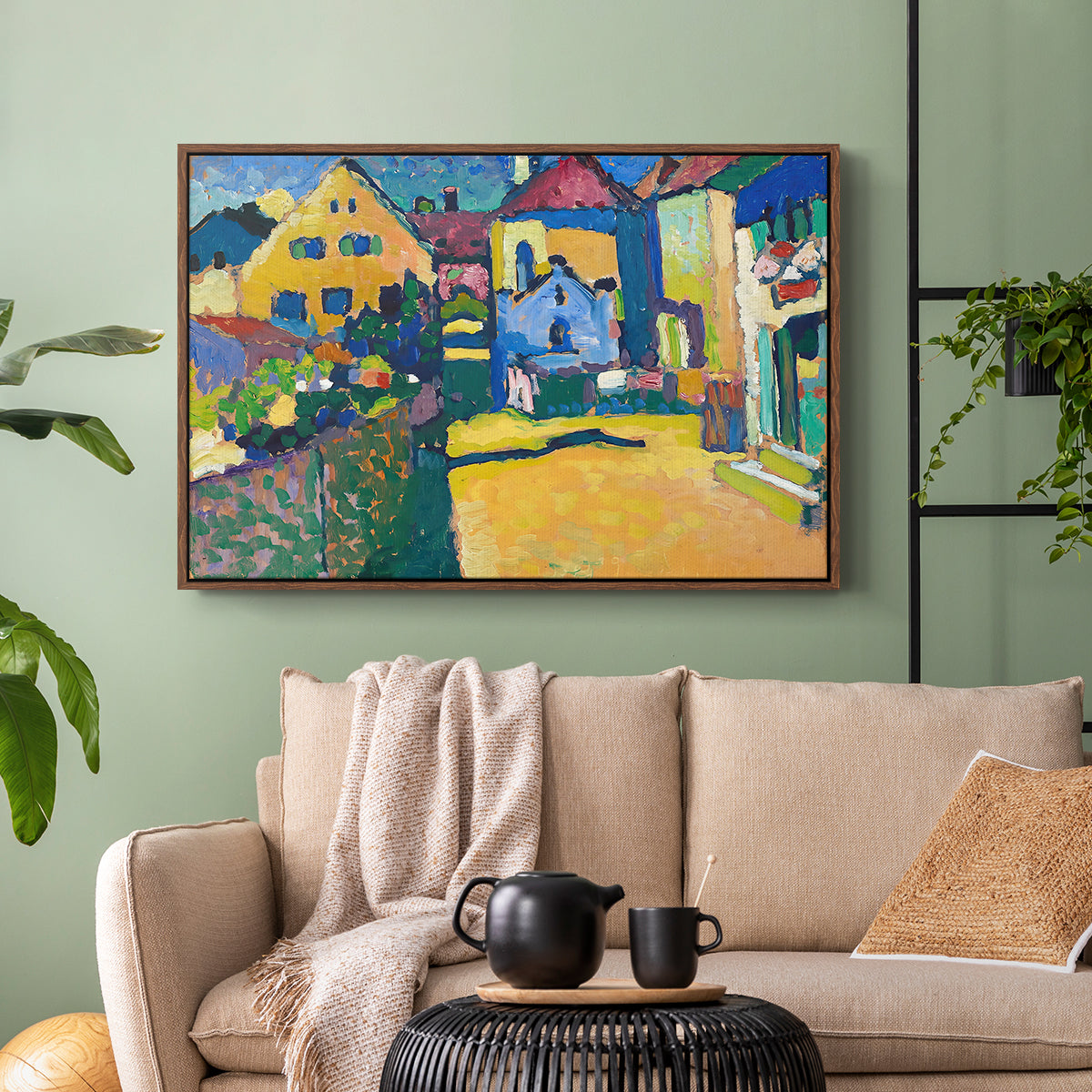 Green Lane in Murnau, 1909 - Floater Framed Canvas Print