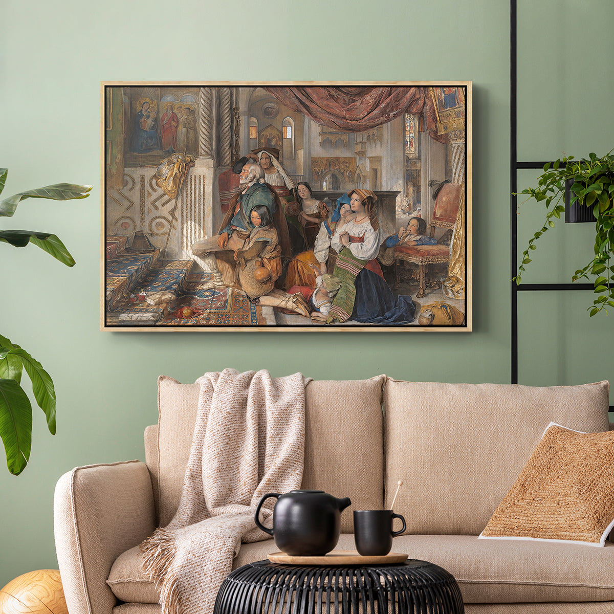 Roman Pilgrims, 1854 - Floater Framed Canvas Print