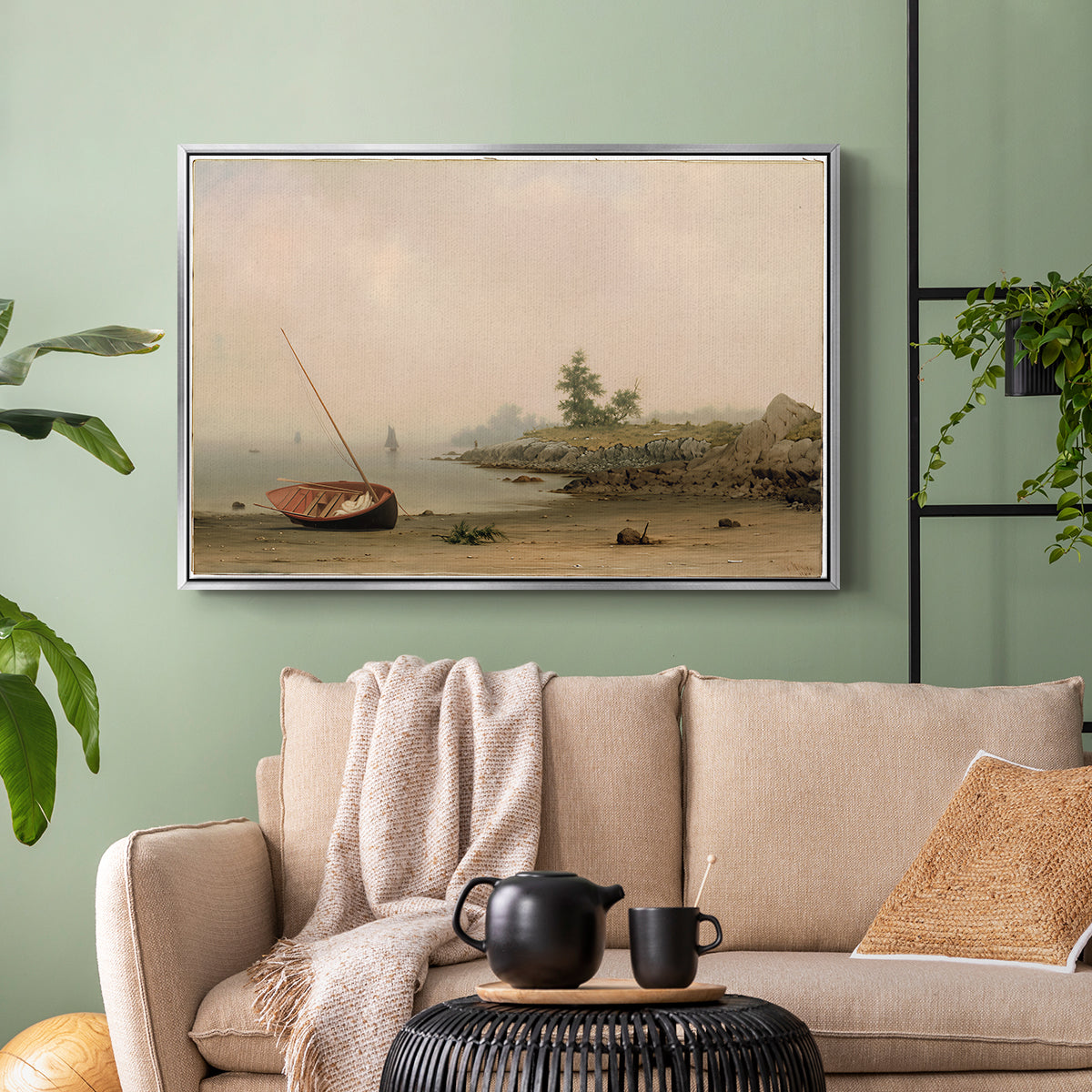 The Stranded Boat, 1863 - Floater Framed Canvas Print