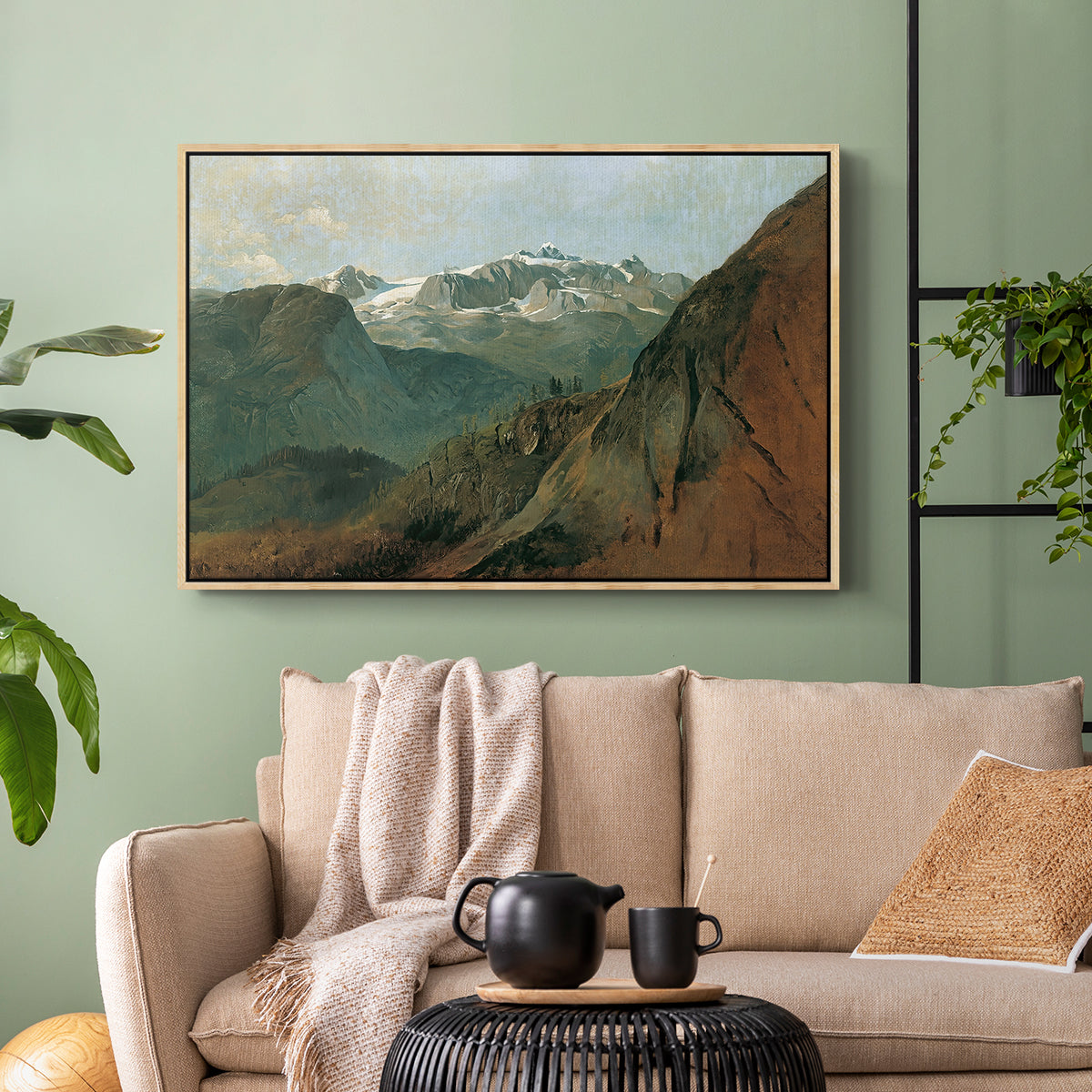 The Dachstein from the Plassen near Hallstatt, 1827 - Floater Framed Canvas Print