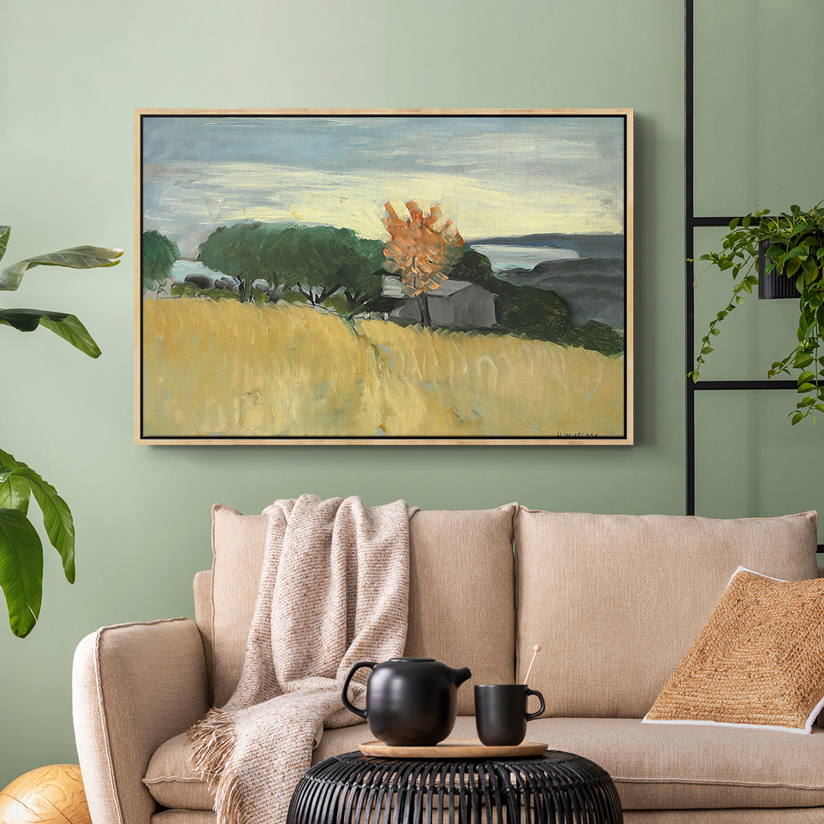 Fields of Wheat in Cagnes, 1918 - Floater Framed Canvas Print