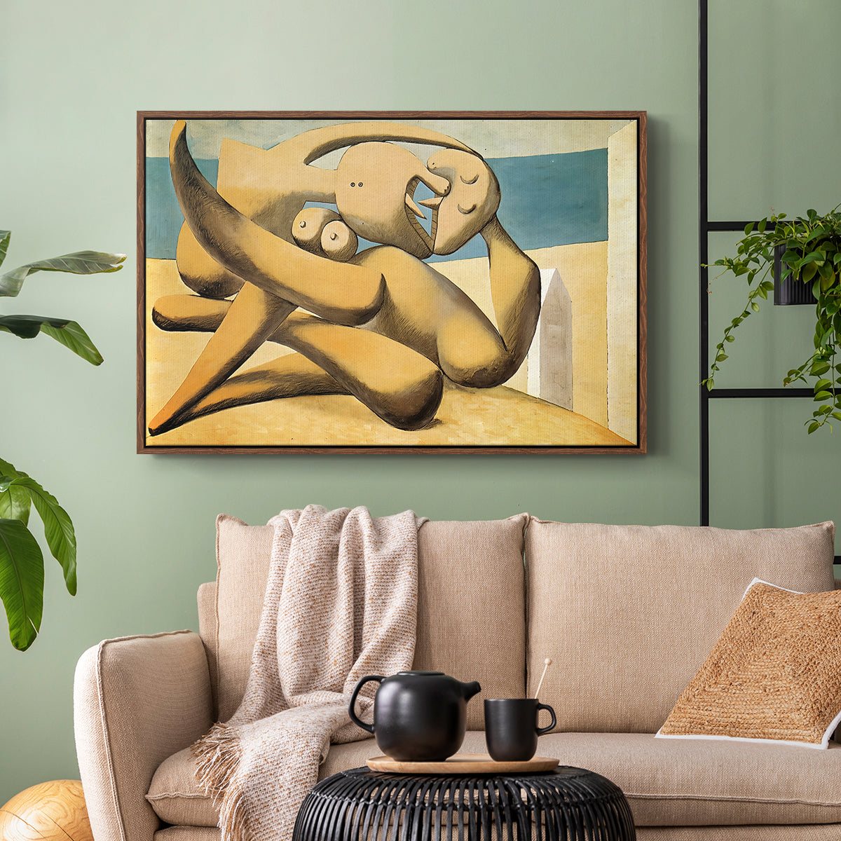 Figures at the Seaside (The Kiss), 1931 - Floater Framed Canvas Print