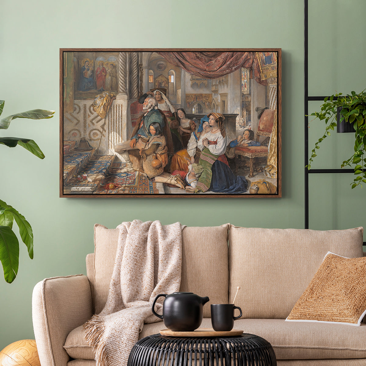 Roman Pilgrims, 1854 - Floater Framed Canvas Print